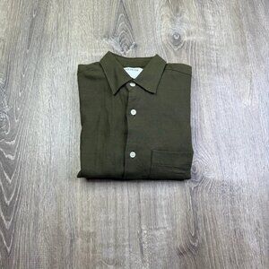 Coltesse Mens Olive Green Long Sleeve Classic Look Button Up Cotton Shirt Size S